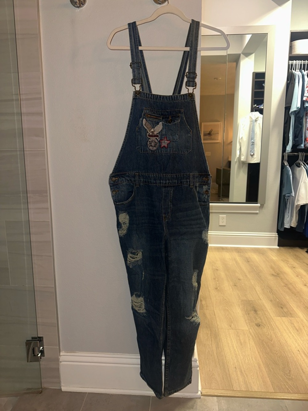 Superdry Dark Blue Denim Overalls with Vintage Label
